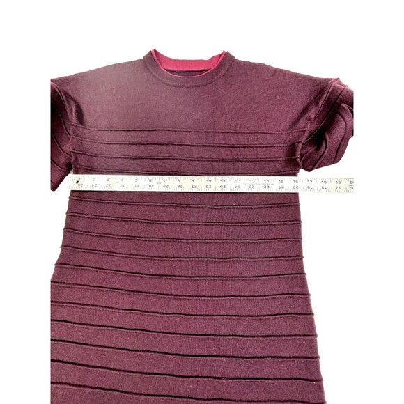 Victoria Beckham Knitted Dress XS Dark Purple Ruffle Sleeves Wool Blend - Picture 5 of 9